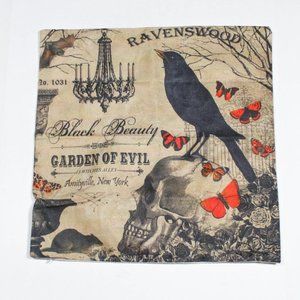 Gothic Victorian Raven Skull Toss Pillow Cover Dark Beige Gothic Victorian